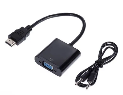 Конвертер HDMI (папа) на VGA(мама) 10cm, Black, 4K/2K, Пакет + AUDIO Q250