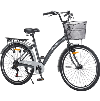 Велосипед SPARK CITY REINE 26`` ал17`` жв v-brake с корзиной графитовый