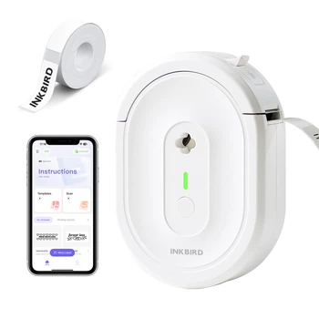 Термопринтер для етикеток Inkbird N12 портативний Bluetooth | Без чорнила, акумулятор 1200 мА·год, iOS/Android, для дому та офісу