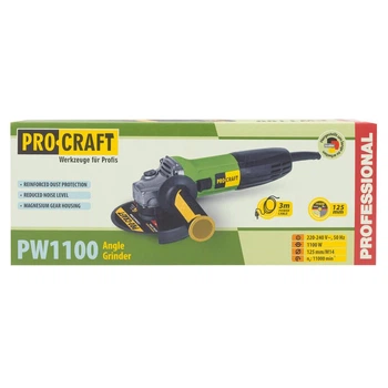 Кутова шліфувальна машина Procraft PW1100, 1100 Вт, диск 125 мм, 11000 об/хв, М14