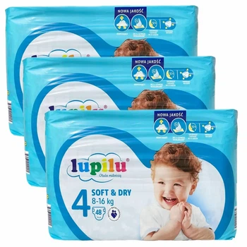Підгузки памперси Lupilu Soft & Dry Розмір 4 (8- 16 кг) 144 шт набір 3 упаковки по 48 шт