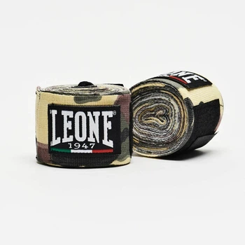 Боксерские бинты Leone AB705 эластичные 4,5 м хлопок зеленый камуфляж