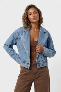 Джинсовка женская однотонная голубого цвета Fashion размер 44 (216419)
