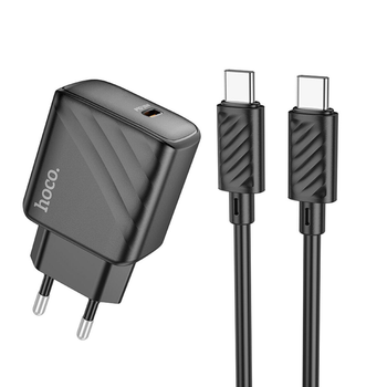 Сетевое зарядное устройство Hoco CS22A Value single port PD30W charger set(Type-C to Type-C)(EU) black