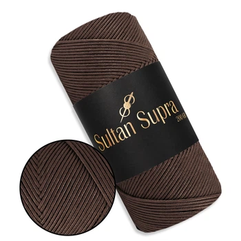 Пряжа Sultan Supra, Темный мокко №3229, шнур для вязания сумок и шляп - 200 г / 200 м, 80% полиэстер / 20% хлопок