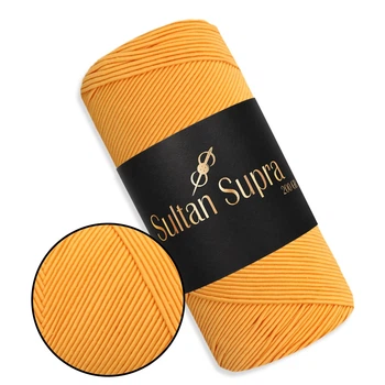 Пряжа Sultan Supra, Оранж №3233, шнур для вязания сумок и шляп - 200 г / 200 м, 80% полиэстер / 20% хлопок
