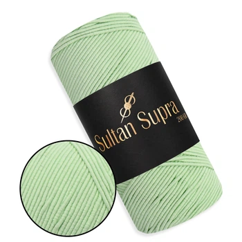 Пряжа Sultan Supra, Мята №3238, шнур для вязания сумок и шляп - 200 г / 200 м, 80% полиэстер / 20% хлопок