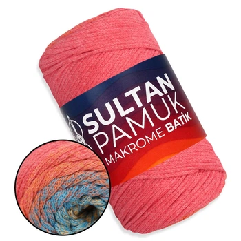 Пряжа Sultan Pamuk Makrome Batik, №213, хлопковый шнур для вязания сумок и макраме, 250 г/225 м, 80% хлопок/ 20% полиэстер