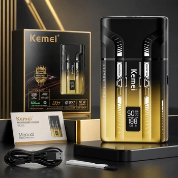 Аккумуляторная электробритва Kemei KM-T418 с УФ-стерилизацией и USB Type-C