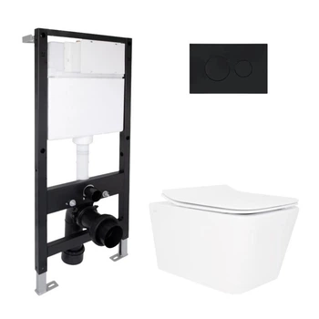 Готове рішення Qtap для ванної кімнати: підвісний унітаз Crow Rimless 520x360x290 + комплект інсталяції Standard (кругла клавіша