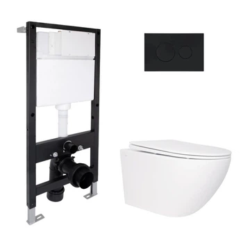 Готове рішення Qtap для ванної кімнати: підвісний унітаз Jay Rimless 520x360x320 + комплект інсталяції Standard (кругла клавіша
