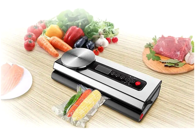 Вакуумный упаковщик с весами мощность 120 Вт для кухни 9 рулонов пленки Malatec нержавеющая сталь