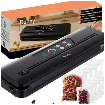 Вакуумный упаковщик 110 Вт 80 кПа для продуктов 10 пакетов Ruhhy черный