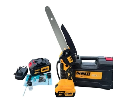 Акумуляторна міні-пила DeWalt 48V 6Ah із шиною 20 см, двома акумуляторами, автоматичним змащенням ланцюга та одноручною конструкцією для обрізки дерев і кущів