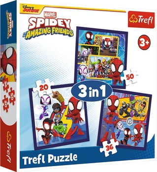 Пазли 3 в 1 Trefl Marvel Команда Спайді та динозаври (48927)(5900511348927)