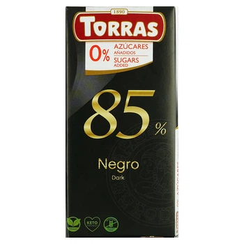 Шоколад чорний без цукру та глютену Torras 85% какао, 75 г