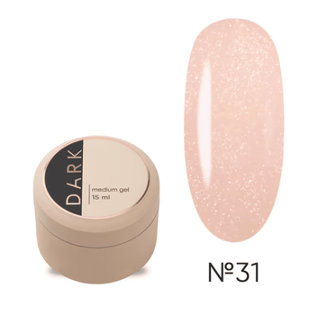 Гель для укрепления ногтей Dark Medium Gel No31 розовый с голографической поталью 15 мл