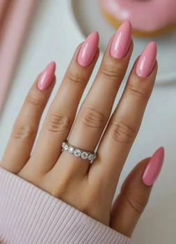 Накладные ногти Nail плотные розовые, миндаль, средние, 24 шт
