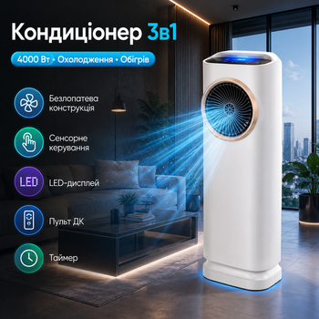 Портативный кондиционер BiTEK BT-5500 4000 Вт мобильный охладитель воздуха 3в1 с пультом ДУ