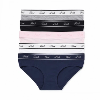 Набор 5 шт хлопковые женские трусики хипс коллекция PINK Victoria's Secret QD777 размер M
