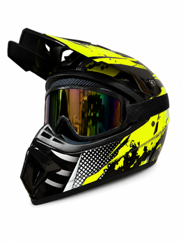 Мотошлем кроссовый Enduro S 55–56 см DOT/ECE с очками для эндуро, мотокросса, квадроцикла, ATV, мопеда, скутера