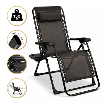 Раскладное кресло шезлонг LEOBRO Zero Gravity Premium Black (LB-ZGC-G2-BLK)