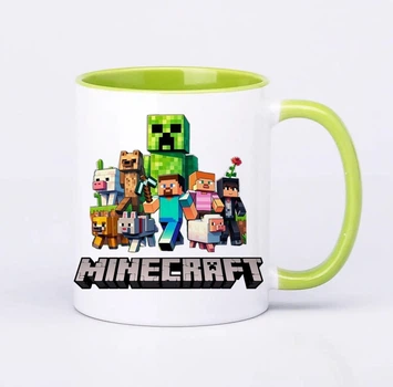 Чашка керамічна салатова 330 мл з принтом "Minecraft" (Майнкрафт)