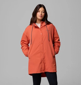 Женская удлиненная куртка на флисе Columbia с капюшоном 1159902936 (Оранжевый XXL)