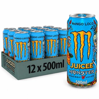 Упаковка безалкогольного енергетичного напою Monster Energy Mango Loco Juiced 500 ml х 12 енергетик