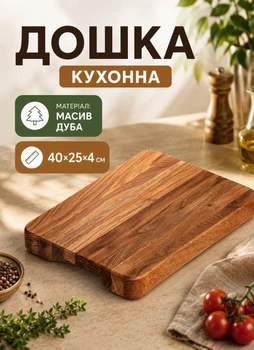 Деревянная кухонная доска для нарезки 40×25 см прямоугольная разделочная доска для кухни досточка из натурального дерева Дуб