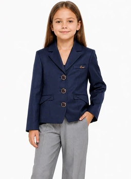 Пиджак школьный для девочки SUZIE ГАББИ мемори cotton 128 см синий