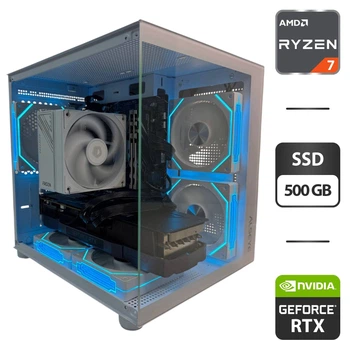 Игровой ПК Gamdias Aura GC10M ARGB White Tower / AMD Ryzen 7 5700X (8 (16) ядер по 3.4 - 4.6 GHz) / 32 GB DDR4 / 500 GB SSD / nVidia GeForce RTX 3070, 8 GB GDDR6, 256-bit / 700W б/у