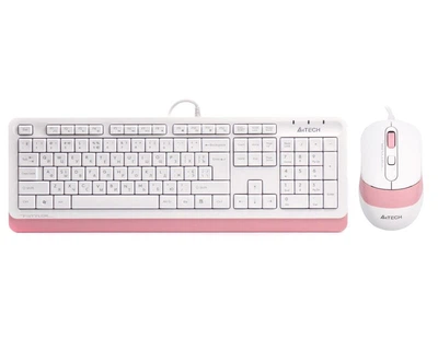 Комплект проводная клавиатура с мышью A4Tech Fstyler F1010, USB, цвет розовый