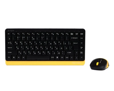 Комплект беспроводная клавиатура с мышью A4Tech Fstyler FG1110, черный+желтый цвет
