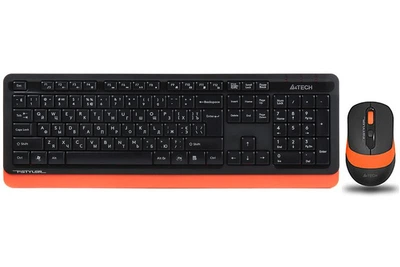 Комплект беспроводная клавиатура с мышью A4Tech Fstyler FG1010, черный+оранжевый цвет