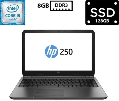 Ноутбук Hewlett Packard 250 G4 15.6" TN 1366x768 Core i5-6200U 2.50GHz 8GB DDR3 SSD 128GB HD Graphics 520 Камера (H250G4R8S128B) Б/У