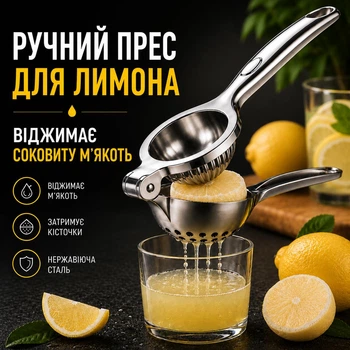 Ручная соковыжималка для цитрусовых пресс сквизер из нержавеющей стали компактная серый металлик