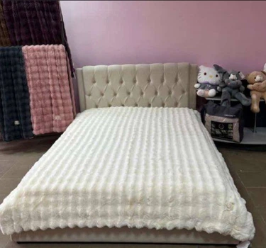 Королевское Покрывало "Кролик" Colourful Home Евро размера 210х230см двустороннее, с длинным искусственным мехом белый (lm59)