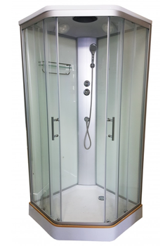 Душовий бокс VERONIS BN-1-90 90×90×215 см, п'ятикутний, прозоре скло, матовий профіль, низький піддон