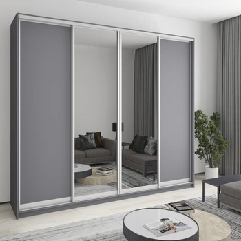 Шкаф-купе четырехдверный MebelStar Стандарт AL 2ДСП/2 Зеркала 270x45x240 см Антрацит (MBS-13116)