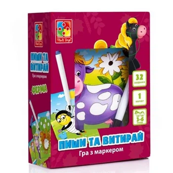 Настольная игра Vladi Toys Пиши и вытирай. Ферма для детей от 3 лет