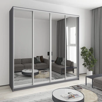 Шкаф-купе четырехдверный MebelStar Стандарт AL 4 Зеркала 240x60x240 см Антрацит (MBS-13189)