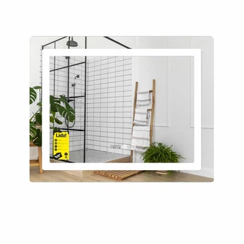 Зеркало Lidz Kubis KU2 800х600 с часами LED-подсветкой антизапотеванием стекло