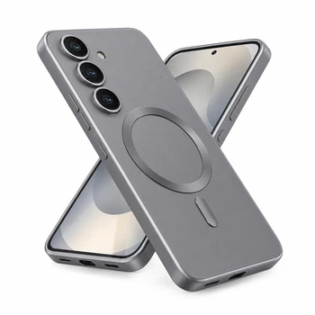 Чохол силіконовий з магнітом протиударний Case with MagSafe для Samsung Galaxy S25 FE (Samsung S25FE) сірий