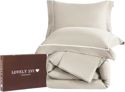 Комплект постільної білизни Lovely Svi Полуторний Євро 150х210 см сатин люкс Beige (6900001903260)