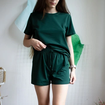 Женский комплект футболка и шорты Изумруд 54 зеленый FW1SK5-TZelenySmarahd-54 Ladan