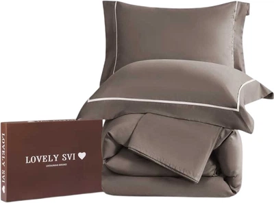 Комплект постільної білизни Lovely Svi Полуторний Євро 150х210 см сатин люкс Brown (6900002303267)
