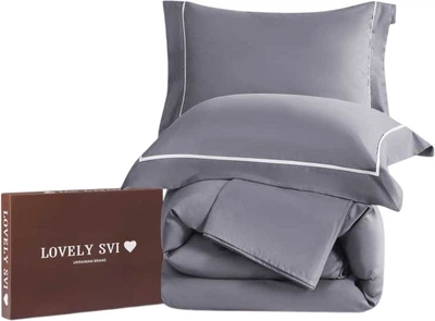 Комплект постільної білизни Lovely Svi Полуторний Євро 150х210 см сатин люкс Grey (6900002103263)