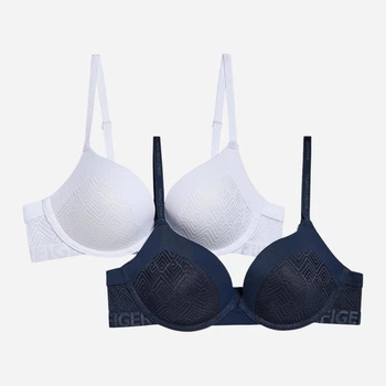 Набор бюстгальтеров с Push-Up с косточками Tommy Hilfiger 997088586 34C 2 шт Синий/Белый (1159956921)