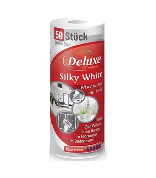 Салфетки для прибирання універсальні Deluxe Silky White в рулоні 50 штук 25х25 см